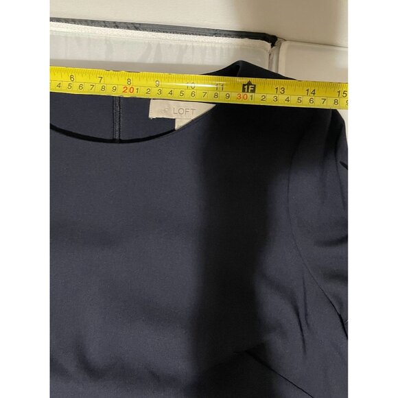 LOFT Petites 10P Navy Blue Shift Dress With Eyelet Trim Sleeves Short Sleeve - Picture 14 of 14